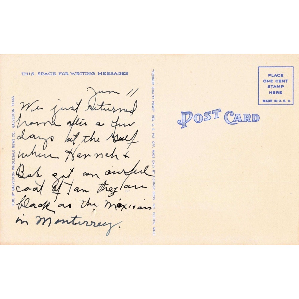 Galveston Texas Broadway Boulevard Texas Heroes Monument Vintage Linen Postcard - Picture 2 of 2